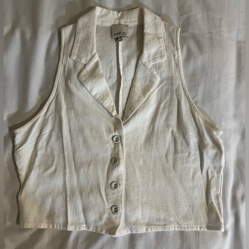 MPC White Button Down Top